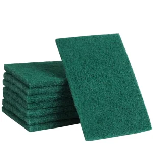 Durable Kitchen Scouring Pads Heavy Cleaning Scrubber Rectangle Green Polyester Sponges Dish Washing Foaming Action High Water