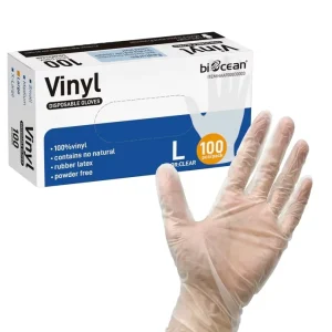 Durable Latex free and Powder free PVC Material Vinyl Gloves Large Clear Bulk Pack of 1000