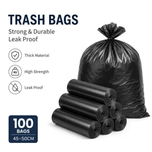 Durable Leakproof Trash Bags with Side Gusset Large Capacity Garbage Bags for Household and Industrial Waste Security Feature