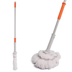 Durable Microfiber Head Twist Eco-Friendly Floor Mop Self-Wringing Mechanism Non-Slip Convex Grip Stainless Steel Handle