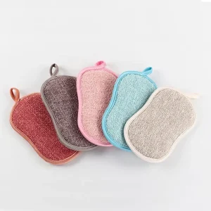 Durable Microfiber Kitchen Cleaning Sponge Household-friendly Scouring Pad