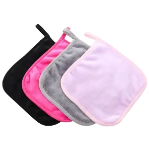 Durable Microfiber Makeup Remover Towel Washable Coral Fleece Facial Cleaning Towel Reusable Solid Color Makeup Cleaner