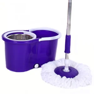 Durable Microfiber Mop and Bucket Set with Telescopic Pole Self Wringer Wet Dry Home Floor Cleaning 360 Rotating Mop