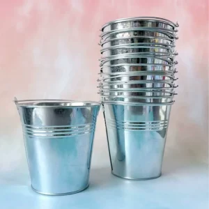 Durable Mini Iron Bucket 10.5cm Metal Planter for Succulents Toy Wrought Iron Pail