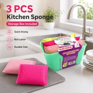 Durable No Shedding Splitting Cleaning Kitchen Scouring Pad Washing Dish Scrub Sponge for Non Stick Cookware