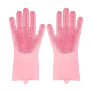 Durable Non Slip Magic Reusable Thin Food Grade Silicone Grain Texture Waterproof Kitchen Cleaning Gloves