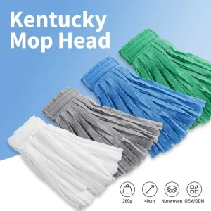 Durable Non woven Synthetic Kentucky Mop Head 260g with Stay flat Band Highly Absorbent Floor Mop Replacement
