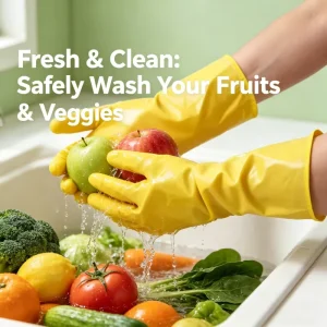 Durable Powder Free Yellow Rubber Waterproof Gloves for Dishwashing Kitchen Cleaning