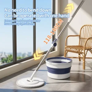 Durable Rectangle Microfiber Mop with Extendable Steel Handle Self wringer Reusable Design for Household Cleaning