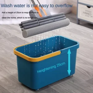 Durable Rectangular Mop Bucket Thickened Plastic Pail With Wheels for Flat Sponge Mop Home Kitchen Bathroom Cleaning