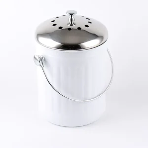 Durable Recycle Bin Kitchen Food Waste Bin Custom Round 1.3 Gallon Metal Compost Bin Garden