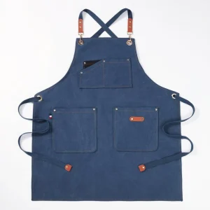 Durable Reusable Polyester Workwear Apron Customized Logo Embroidery and Printing Bar Barber Cocktail Barista Apron