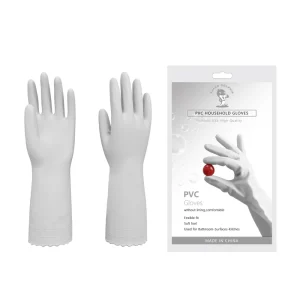Durable Reusable Soft Waterproof Oil-Resistant Medium Thickness PVC Cleaning Gloves Non-Slip Pink for Home Kitchen Use