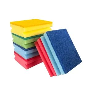 Durable Sponge Scouring Pad for Kitchen Dishes Pots Pans Countertops-Non-Scratch Cleaning