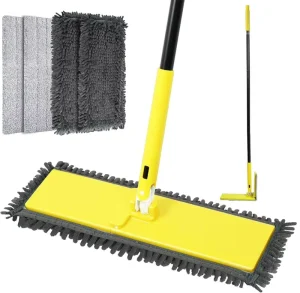 Dust Mop with Unique 90° Foldable Panel, 52 Inches Long Handle Wet Dry Flat Floor Duster Broom Stairs, Vinyl, Tile, Laminate