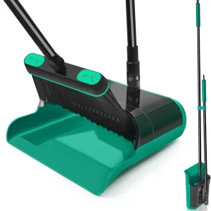 Dust Pan Broom Set Large Foldable Comb Toothed Long Handle for Rotation Dustpan and Broom Set Cleaning Tools