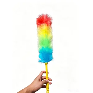 Dust Remove Flexible Portable Washable Car Feather Duster with Plastic Handle and Silk Cleaning