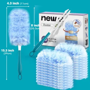 Duster Refill 20 PCS with Handle Compatible with Swiffering 360 Degree Heavy Duty Dusting Kit with 4X Microfiber Multi Surface Dust