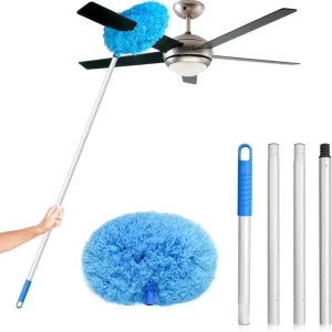 Duster Ring Ceiling Fan Telescopic Handle Multifunctional Fiber Material 1.8M Length Cleaning Brush Dust Cleaner
