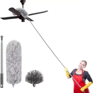 Dusters for Cleaning 97 inch Extra Long Cobweb Duster with Extension Pole Bendable Microfiber Head & Cobweb Brush Washable