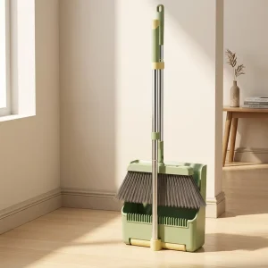 Dustpan Broom Head Made of Plastic PET PP and Bristle Long Handle Folding Broom Set for Home Cleaning