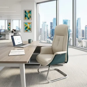 EPU Leather Double Color Design Modern Office Chair with Height Back for Home Office Workshop Chatting Room