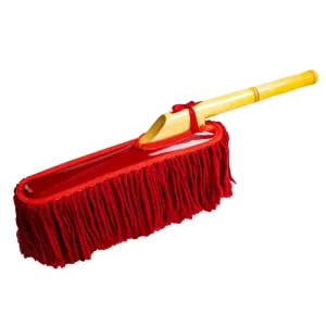 ESD Treated Cotton Car Dust Brush with Long Handle and Detachable Head for Gentle Cleaning Snow Removal