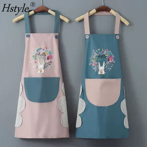 Easter Household Kitchen Apron Female Waterproof Oil Resistant Waist MEN’S Overalls Fabric Bib With Pocket Home Cleaning SD1985