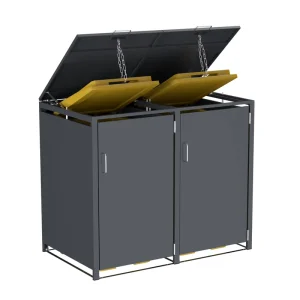 Easy Assembly Wheelie Bins Covers Waste Bin Storage Recycling Garbage Can Box Open Lid for Outdoor Garden Dustbin Fits 2 Bins