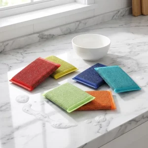 Easy Clean Dual-Sided Rectangle Multi-purpose Household Kitchen Cleaning Sponge