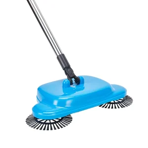 Easy Home 360 Rotate Lazy Modern Spinning Cordless 3 in 1 Manual 18 Inch Long Handle Steel Bristle Floor Clean Hand Push Broom