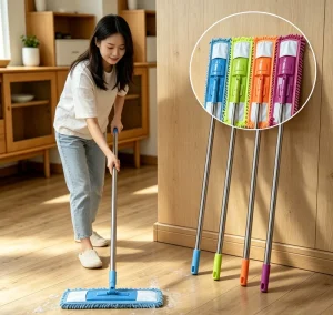 Easy Telescopic Microfiber Floor Cleaner Mop Retractable Chenille Fabric Durable Eco Friendly Flat Dust Mops for