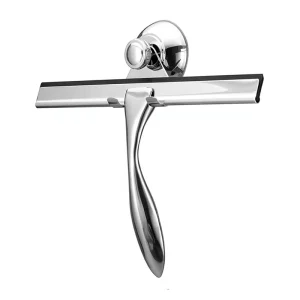 Easy Use Eco Friendly Modern Wall Mountable Suction Cup Stainless Steel Glass Wiper Rubber Squeegee Cleaning Windows Shower