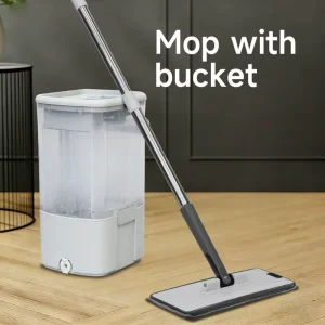 Easy Wring Flat Mop with Dirty Clean Water Separation Technology Eco Friendly Plastic Bucket