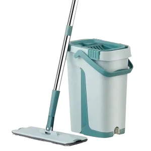 Easy to Squeeze Magic Handle Rectangle Shape Two Section 2kg Durable Plastic Bucket Household Use Floor Cleaning Mop Set
