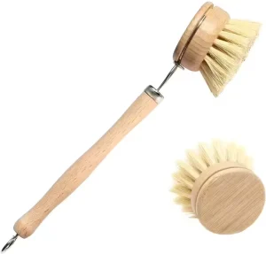 Eco Bamboo Kitchen Cleaning Scrub Brush With Long Handle Replacement Head Natural Sisal Pots Pans Vegetable Dish Brushes