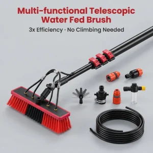 Eco Friendly 3.6 20m Multi Functional Carbon Fiber Telescopic Pole Window Cleaning Tool Water Fed Adjustable Brush