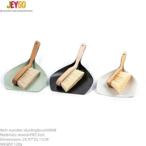 Eco Friendly Beech Wood Handle Dusting Brush Set with Dustpan Multi Color Home Cleaning Tools
