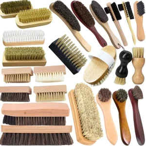 Eco Friendly Beech Wood Handle Shoe Brush with Horsehair Bristles for Leather & Suede Polishing for Men