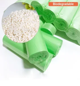 Eco Friendly Biodegradable Compostable Cornstarch Bin Liner Rubbish Bag with Embossing and Flat Top
