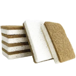 Eco Friendly Biodegradable No Plastic Sisal Cellulose Sponge Brush Scrubber Bath Kitchen Cleaning Scouring Pad