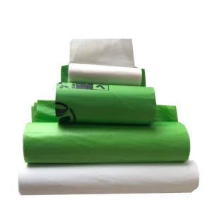 Eco Friendly Biodegradable PE PBAT Shrink Trash Bag Roll Custom Logo Heat Seal Handle Leak Proof for Supermarket Compostable Use