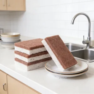 Eco Friendly Biodegradable Sisal Kitchen Dish Washing Sponge OEM Cellulose Scouring Pad High Water Absorption Compressed