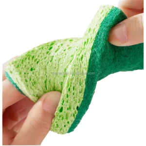 Eco Friendly Biodegradable Wood Pulp Cotton Scrubbing Dishwashing Sponge for Kitchen Cleaning
