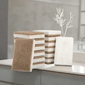 Eco Friendly Coconut Fiber Wood Cellulose Dish Cleaning Scrubber Sponge Non Scratch Kitchen Scouring Pads 3cm