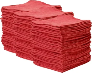 Eco Friendly Cotton Red Shop Towels Rags Durable Reusable Highly Absorbent Square Cleaning Cloths for Kitchen Home Auto Garage