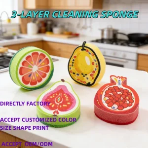 Eco Friendly Custom Shaped Soft Thick Multi Purpose Dishwashing Sponge Kitchen Cleaning Pads Scouring Sponges