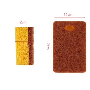 Eco Friendly Double Layer Coconut Coir Wood Pulp Sponge 11x7x2cm Hanging Scouring Pad for Household Cleaning