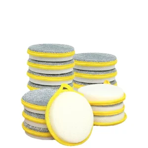 Eco Friendly Double Sided Dish Towel Scouring Pad with Wash Brush PU Sponge for Pot Bowl Cleaning