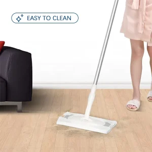 Eco Friendly Flat Dust Mop 360° Spin Rotation Hands Free Operation Washable Pads Sustainable Cleaning Tool